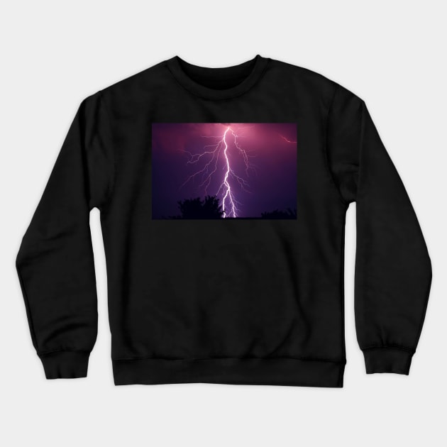 Lightning at Night Crewneck Sweatshirt by ArtArtArt